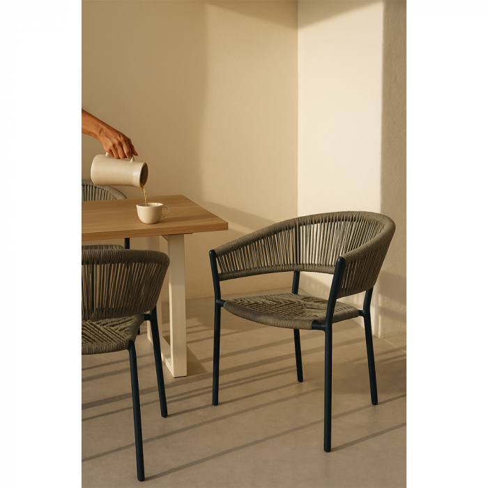 Scaun Breeze cu împletitură nuc și cadru aluminiu [2]