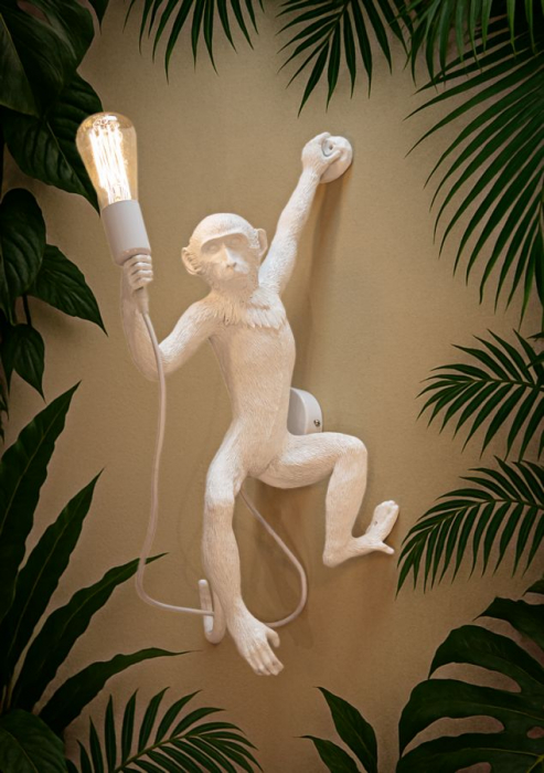 Aplică decorativă modernă albă din rășină sculpturală Monkey [2]