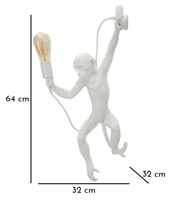 Aplică decorativă modernă albă din rășină sculpturală Monkey [10]