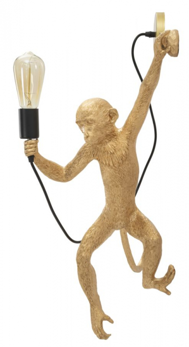 Aplică decorativă modernă aurie din rășină sculpturală Monkey [3]