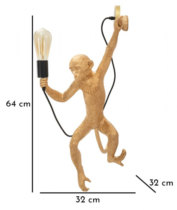 Aplică decorativă modernă aurie din rășină sculpturală Monkey [10]