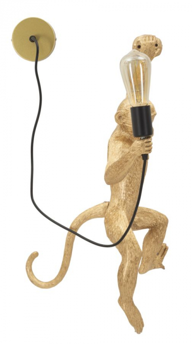 Aplică decorativă modernă aurie din rășină sculpturală Monkey [2]