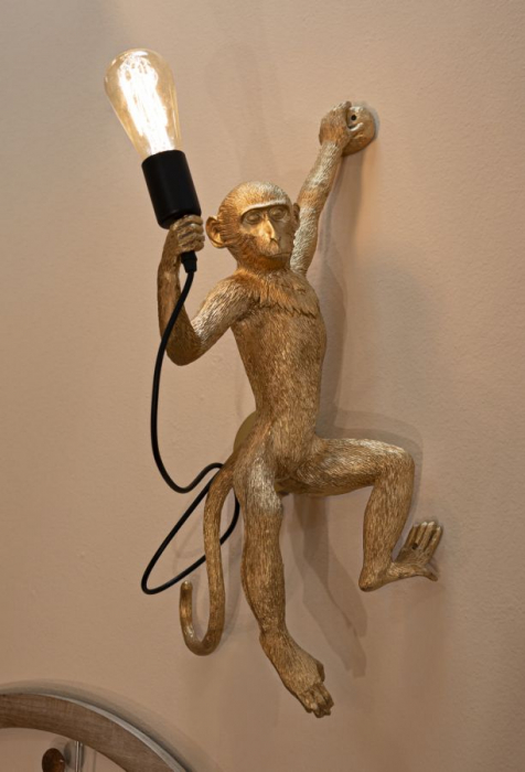 Aplică decorativă modernă aurie din rășină sculpturală Monkey [9]