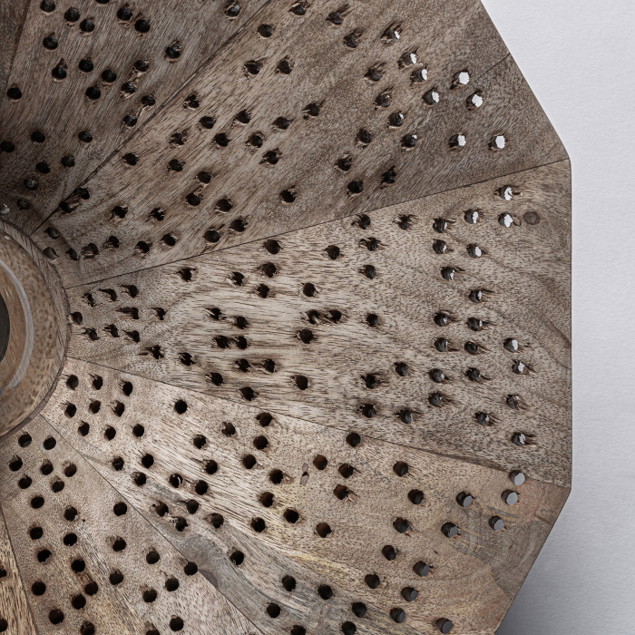 Aplică de perete din lemn de mango cu design perforat geometric Jacquard [4]