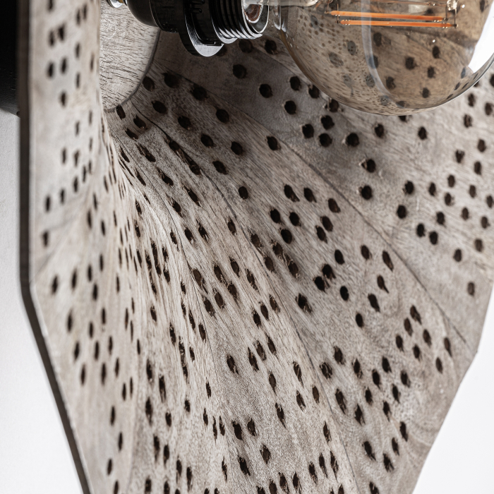 Aplică de perete din lemn de mango cu design perforat geometric Jacquard [3]