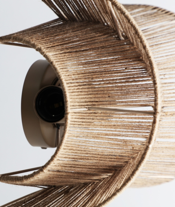 Aplică de perete din iută maro cu structură din fier auriu – aplică boho din iută împletită [2]