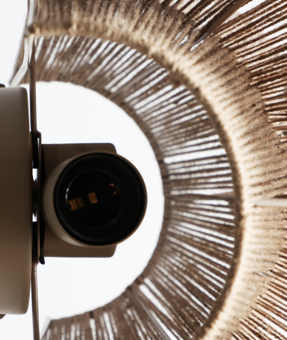 Aplică de perete din iută maro cu structură din fier auriu – aplică boho din iută împletită [4]