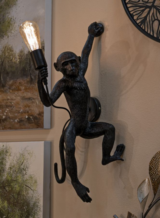 Aplică decorativă modernă neagră din rășină sculpturală Monkey [9]