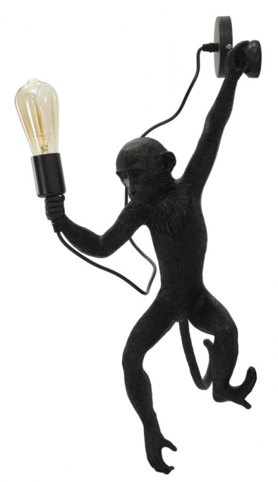 Aplică decorativă modernă neagră din rășină sculpturală Monkey [3]