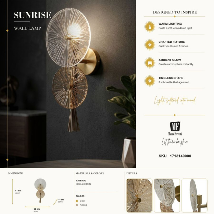 Aplica decorativa metal auriu sticla | Iluminat simbolic CreativDeco [9]
