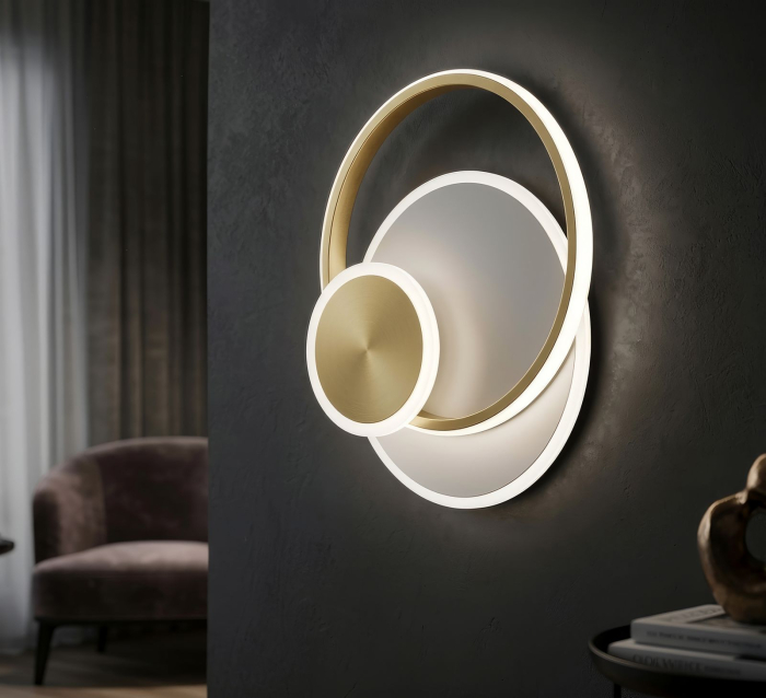Aplică LED aurie formă disc perete [2]