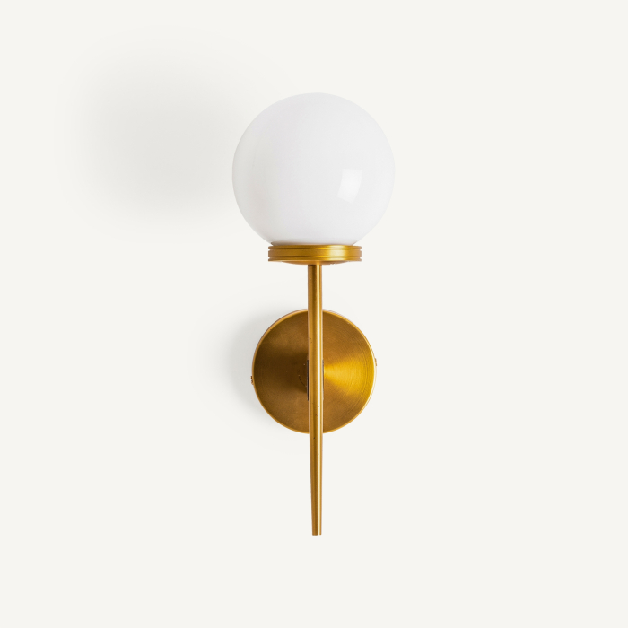 Aplică perete art deco cu glob din cristal alb și structură din alamă aurie [2]
