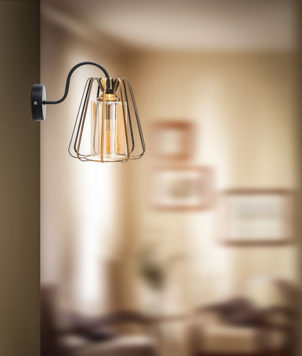 Aplica perete, Metal Sticla, Auriu Negru - creativdeco.ro [8]