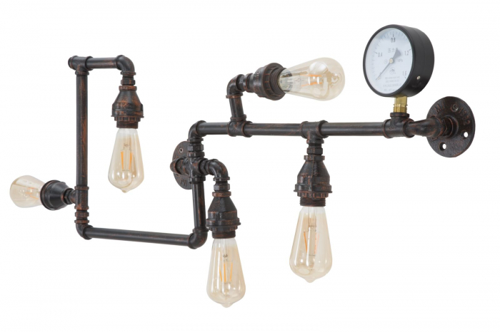 Aplica industriala Manhattan 5 becuri CreativDeco lampa perete din tevi [2]