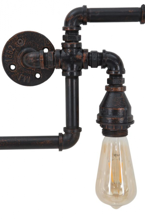 Aplica industriala Manhattan 5 becuri CreativDeco lampa perete din tevi [3]