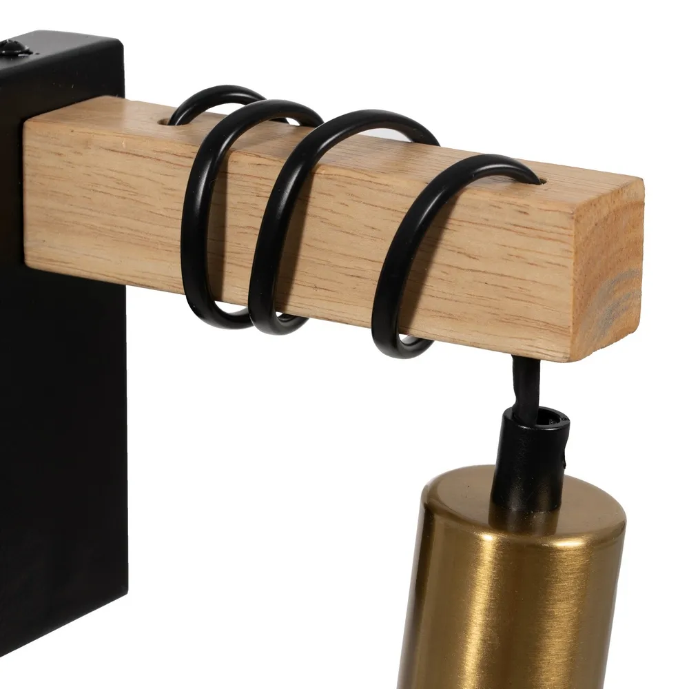 Aplica perete, lemn/metal, negru/natu/auriu, Ixia [3]