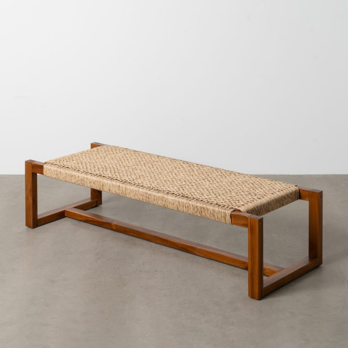 Bancă din lemn de tec cu șezut împletit [9]