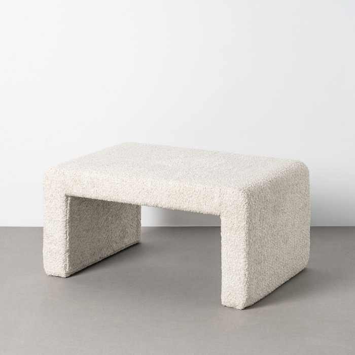 Bancă din stofă crem cu design compact [2]