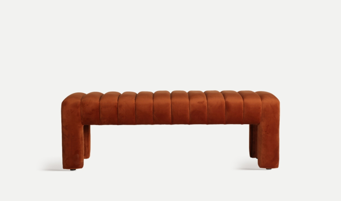 Bancă Halle catifea ambra și lemn [2]