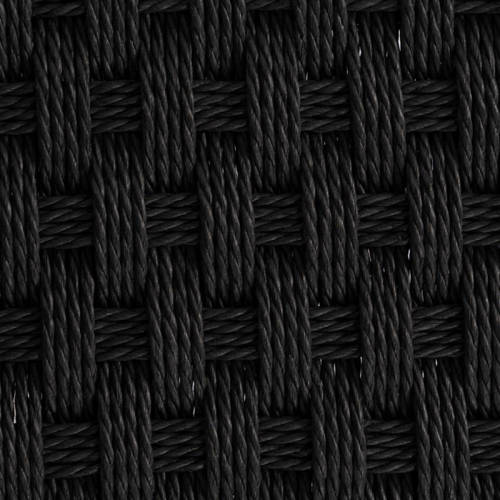 Bancă neagră din metal cu șezut împletit din sfoară și raft deschis [5]