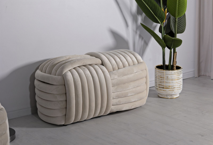 Bancheta catifea crem | Mobilier nautical CreativDeco [2]
