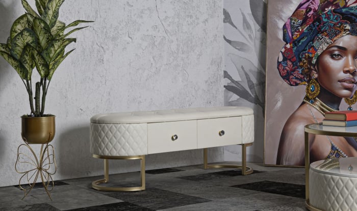 Bancheta tapitata cu sertare | Mobilier multifunctional [2]