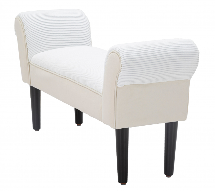 Bancheta Crema, catifea/lemn, crem/negru - creativdeco.ro [4]