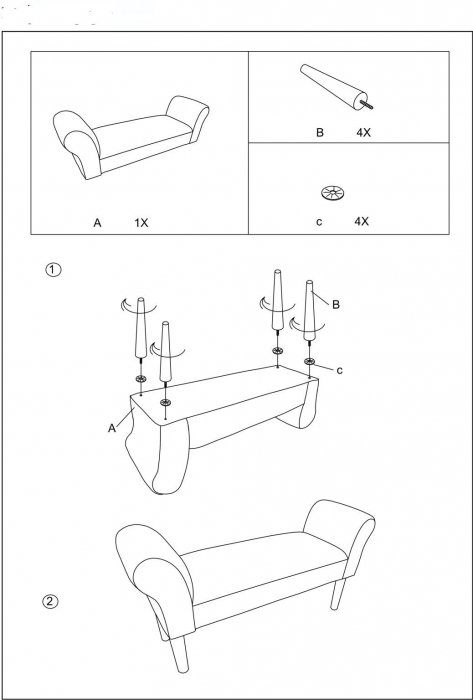 Bancheta Crema, catifea/lemn, crem/negru - creativdeco.ro [8]