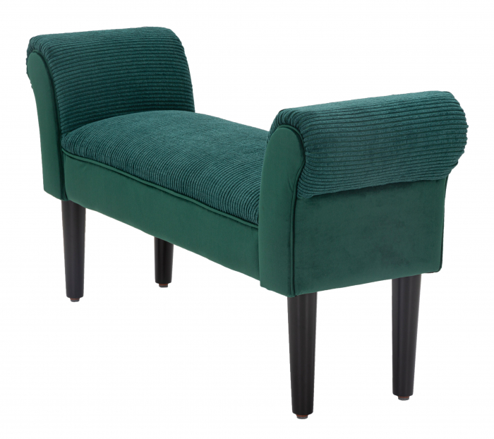 Bancheta Crema, catifea/lemn, verde/negru [4]