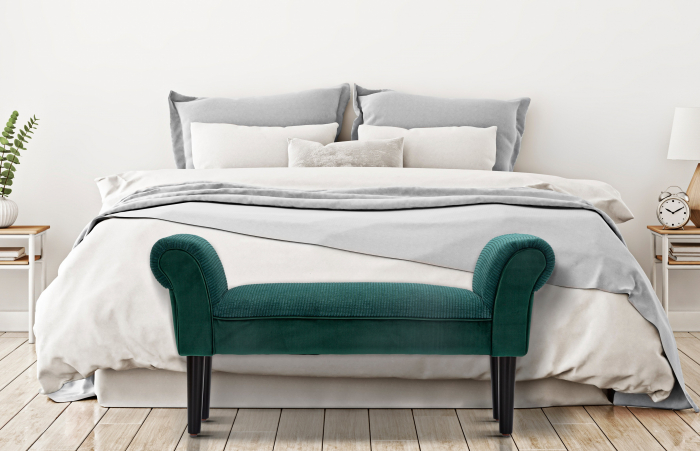 Bancheta Crema, catifea/lemn, verde/negru [2]