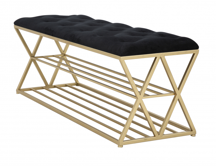 Bancheta cu raft, negru auriu [3]