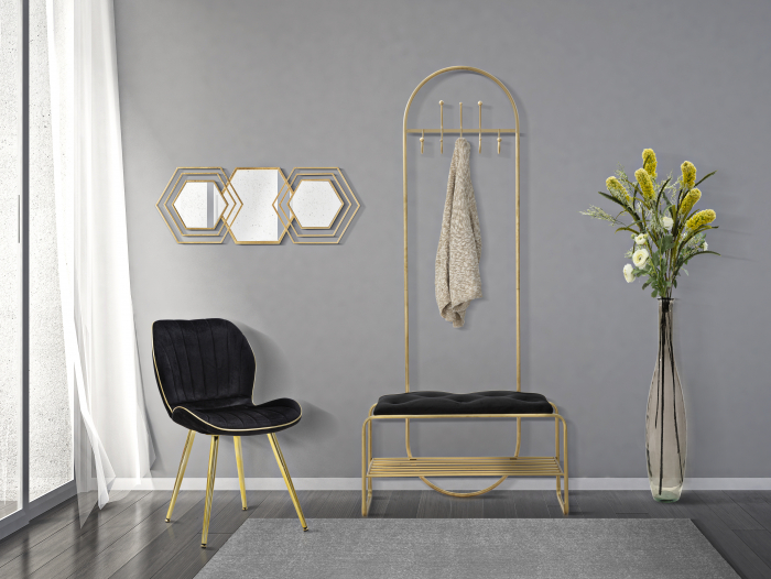 Bancheta Cuier, negru auriu - creativdeco.ro [2]