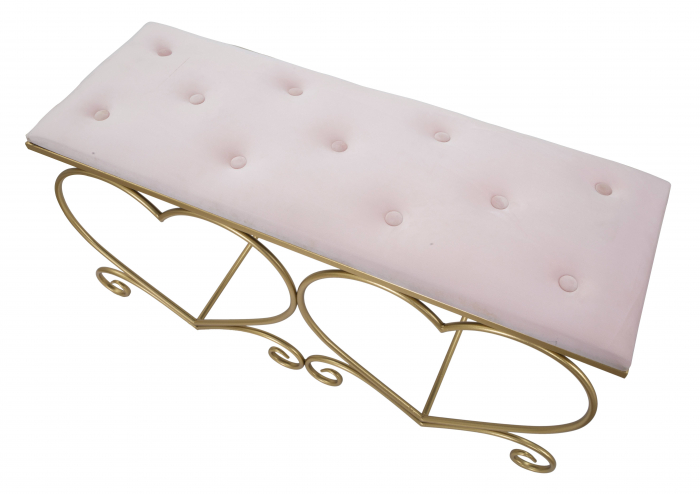 Bancheta Heart roz, catifea metal - creativdeco.ro [3]
