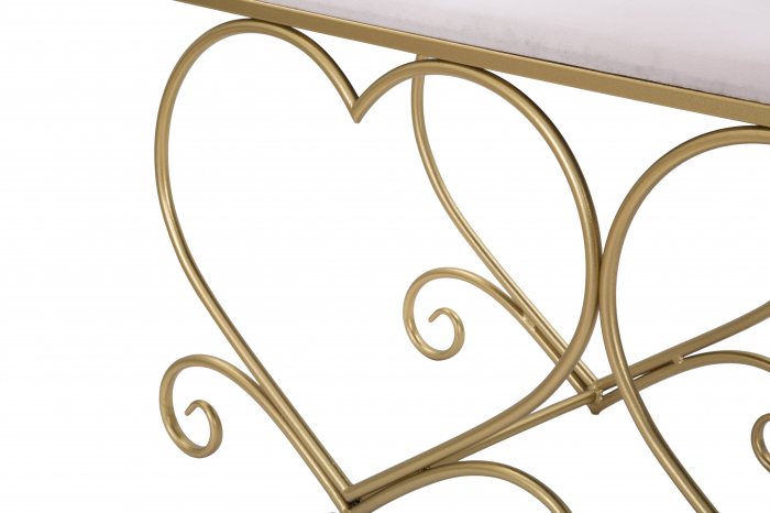 Bancheta Heart roz, catifea metal - creativdeco.ro [4]