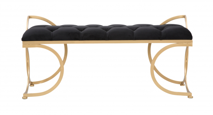 Bancheta Luxy Black, fier/catifea, auriu/negru [3]