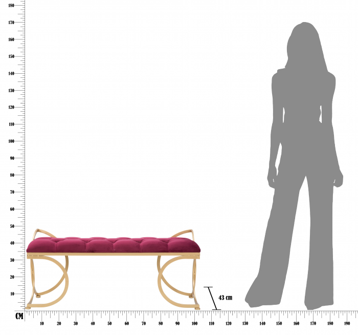 Bancheta Luxy Bordeaux, fier/catifea, auriu/bordeaux [11]