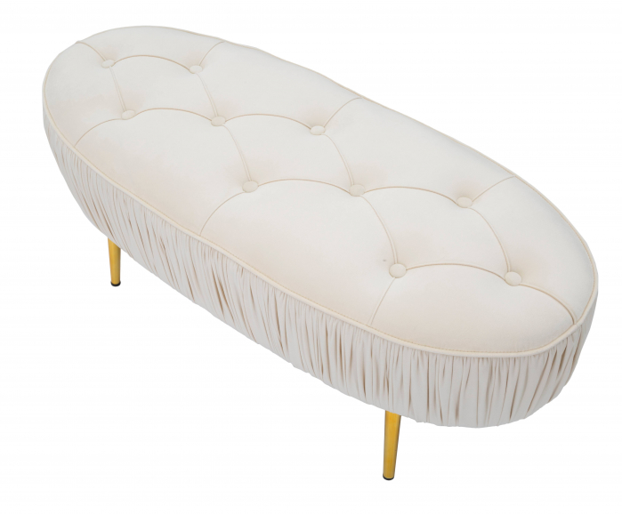 Bancheta Ovally Crem, textil metal [6]