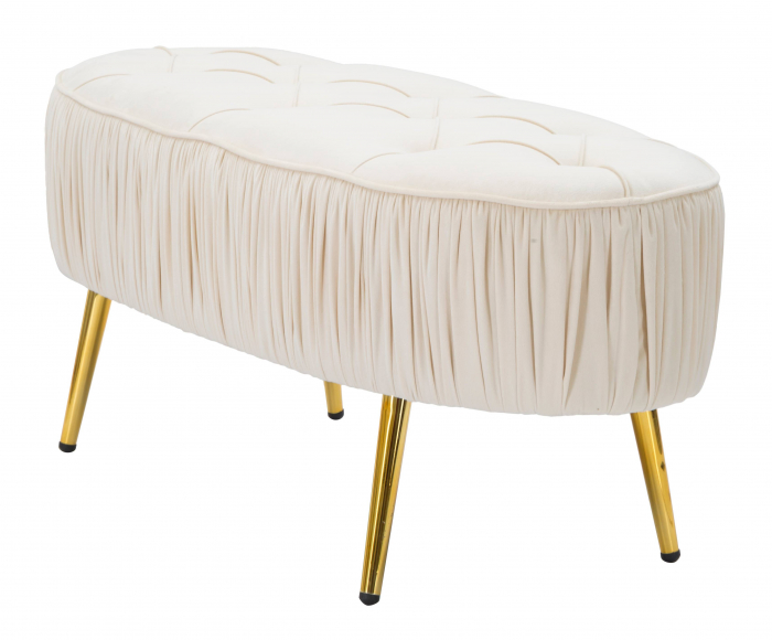 Bancheta Ovally Crem, textil metal [7]