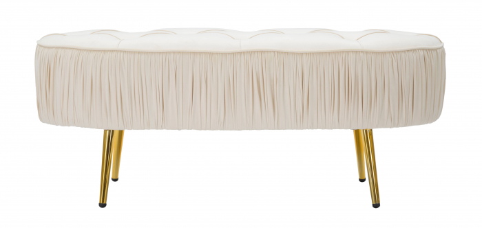 Bancheta Ovally Crem, textil metal [3]