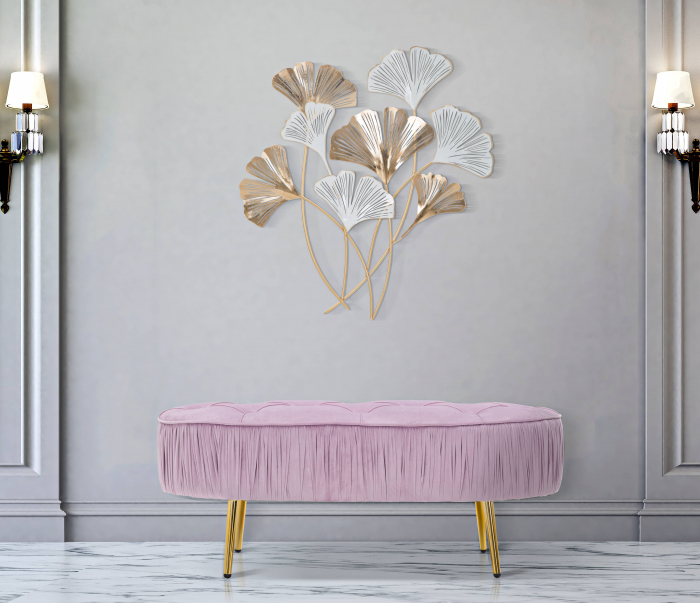 Bancheta Ovally roz, textil metal - creativdeco.ro [2]