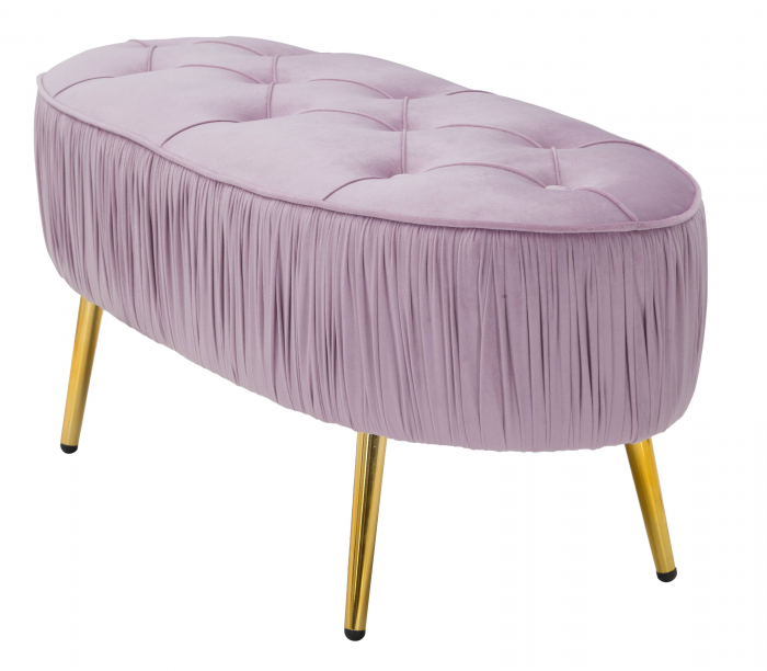 Bancheta Ovally roz, textil metal - creativdeco.ro [6]