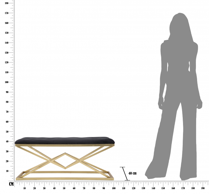 Bancheta Piramid,fier/catifea,auriu/negru - creativdeco.ro [10]