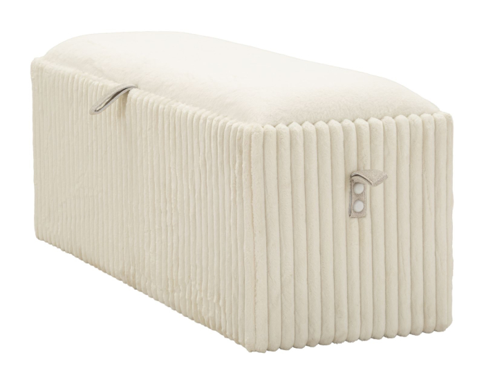 Banchetă tapițată albă cu spațiu de depozitare textură plisată design modern [4]