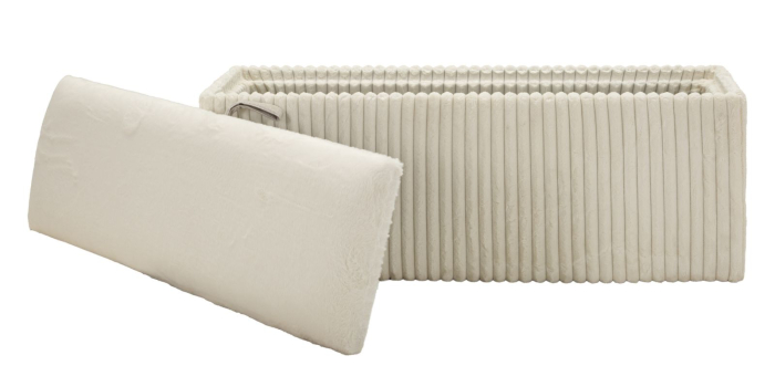 Banchetă tapițată albă cu spațiu de depozitare textură plisată design modern [8]