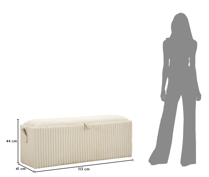 Banchetă tapițată albă cu spațiu de depozitare textură plisată design modern [13]