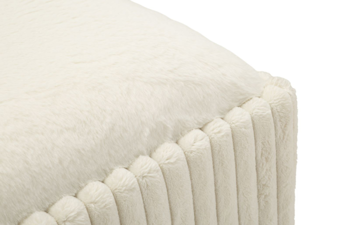 Banchetă tapițată albă cu spațiu de depozitare textură plisată design modern [11]