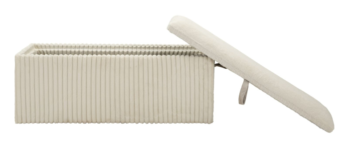 Banchetă tapițată albă cu spațiu de depozitare textură plisată design modern [7]