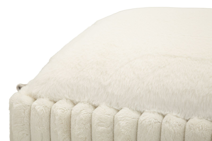 Banchetă tapițată albă cu spațiu de depozitare textură plisată design modern [12]