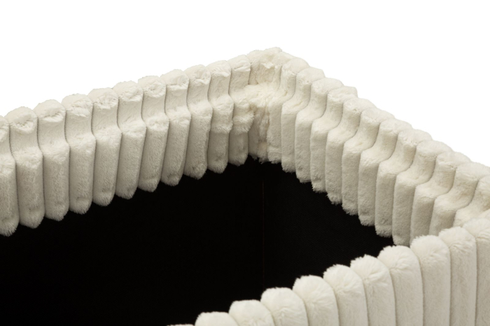 Banchetă tapițată albă cu spațiu de depozitare textură plisată design modern [10]