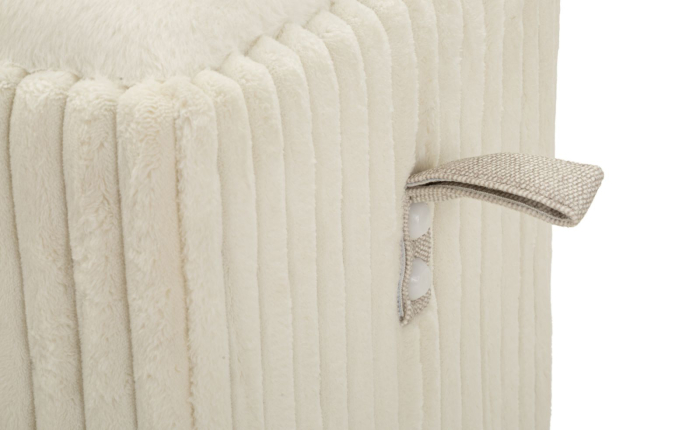 Banchetă tapițată albă cu spațiu de depozitare textură plisată design modern [6]